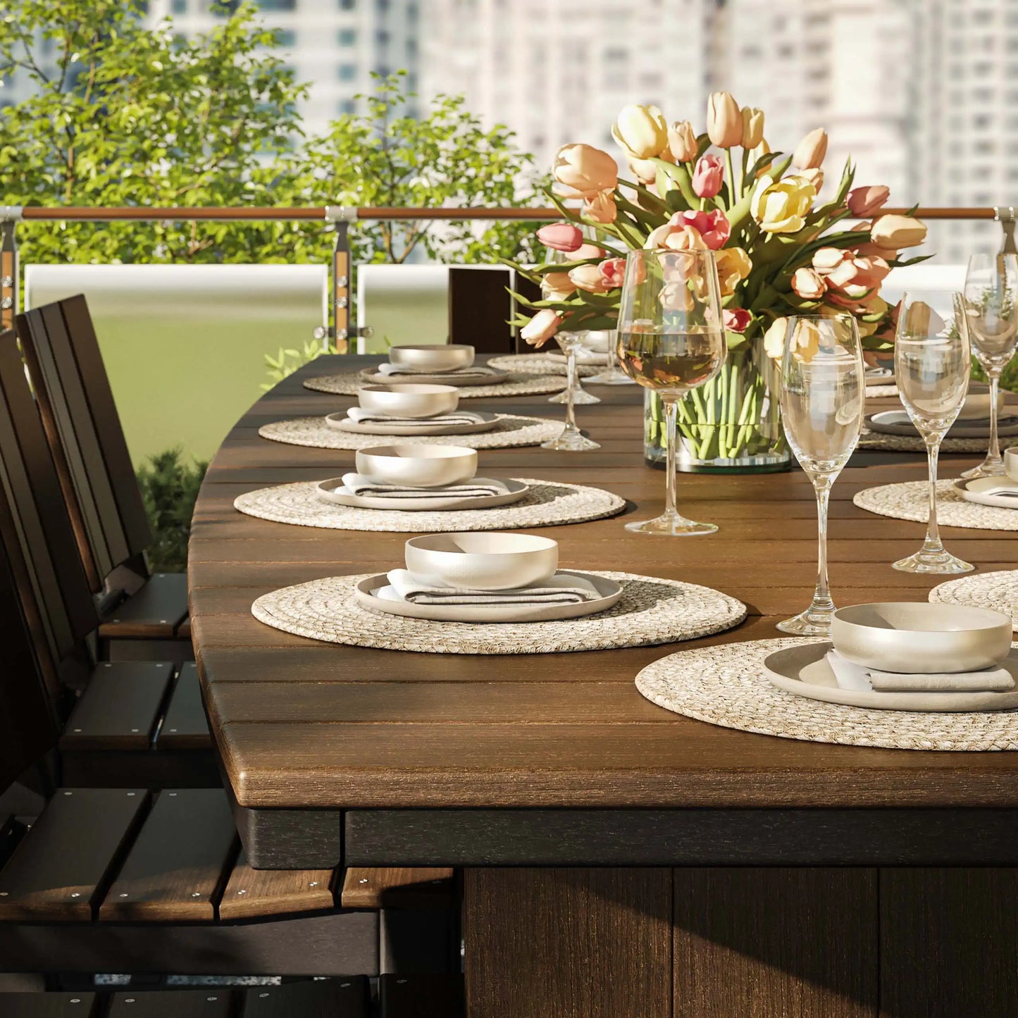 LuxCraft Urban Dining Table 4' x 10' Oval (Counter Height) - Ever Season Furniture