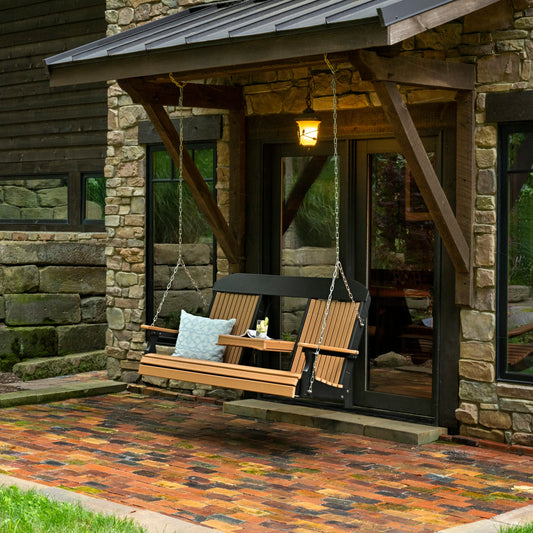 5 foot swing hanging on a porch